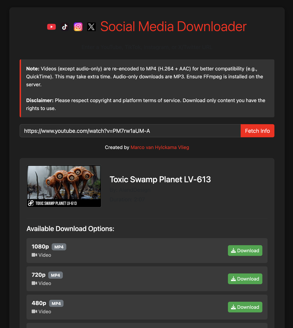Social Media Downloader Interface