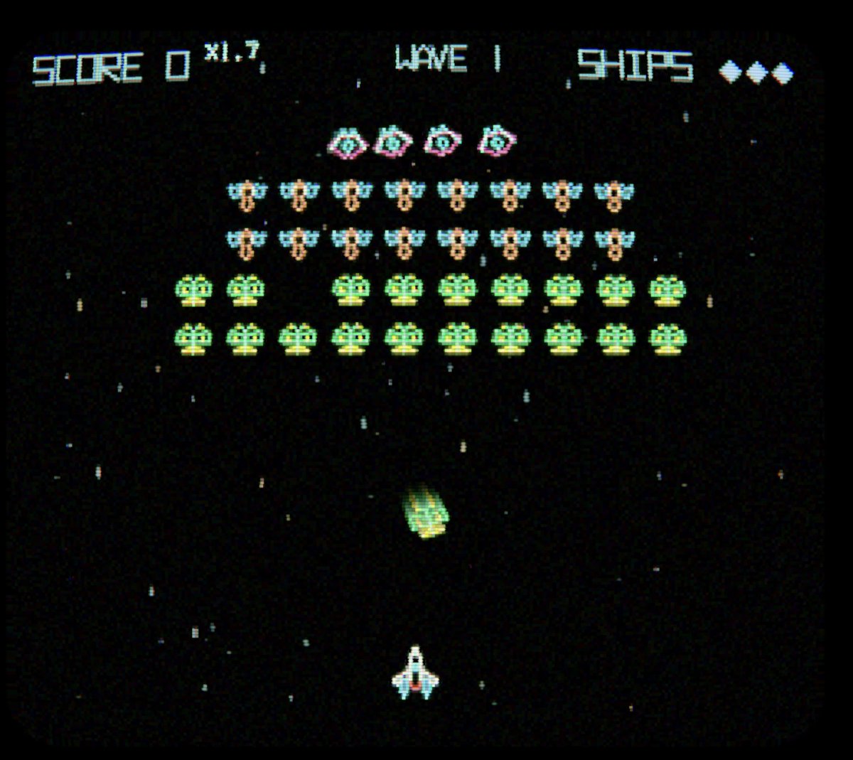 Vectronics in CRT mode rendered in 256x224 pixels using a CRT GL shader