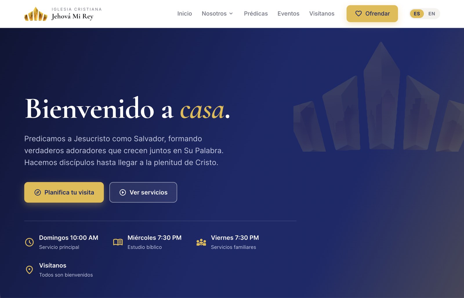 The website Amaury built for his church, Jehová Mi Rey